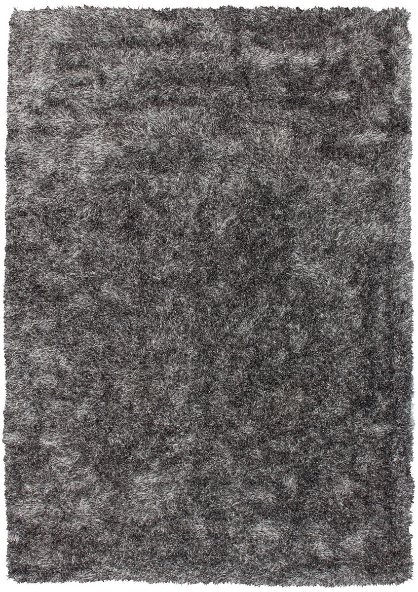 Padiro hoogpolig shaggy vloerkleed 120 x 170 cm - grijs / wit - modern effen design - met een zachte uitstraling - geschikt voor vloerverwarming - van polyester
