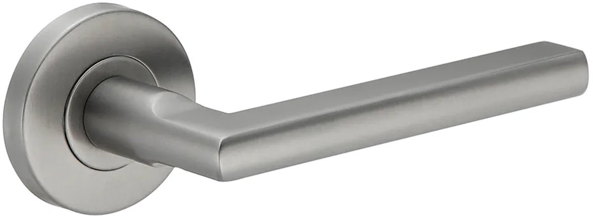 Deurkruk (2x) Stella rond 12,5mm haaks op rozet geborsteld gun metal PVD gecoat | Ronde deurklinken
