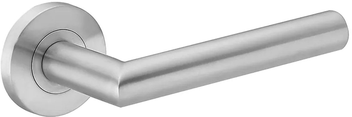 Deurkruk (2x) Luna rond 20mm haaks met een schroefrozet geborsteld RVS | RVS deurklinken