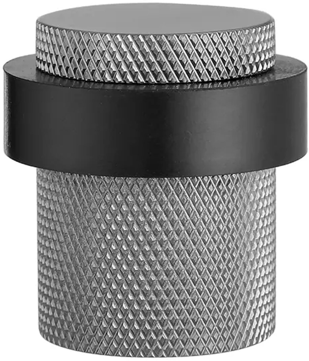 Deurstopper voor vloermontage geribbeld 30x40mm gun metal PVD gecoat