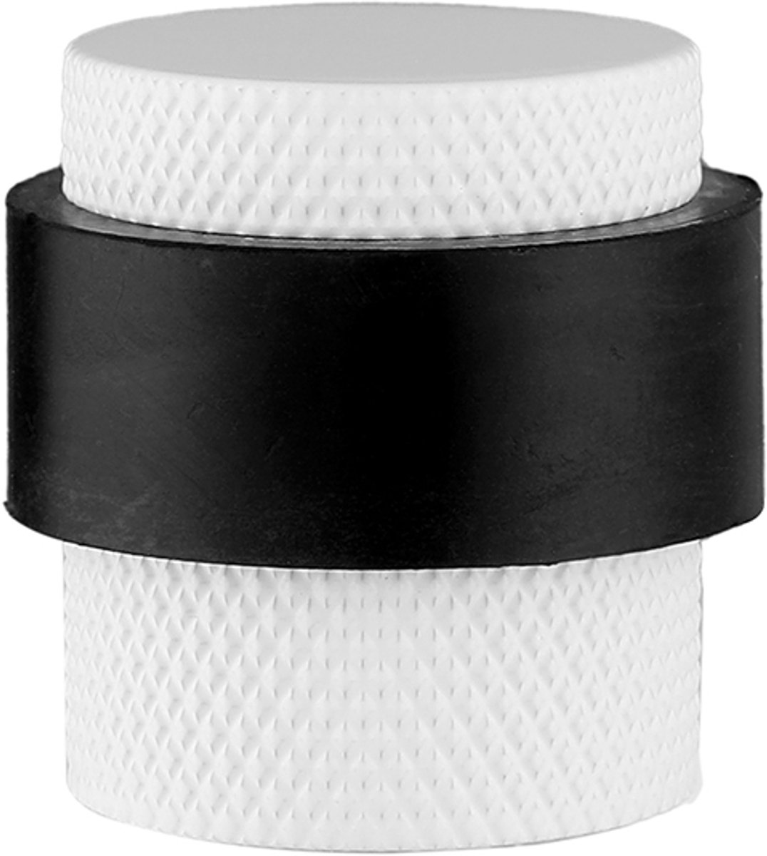 Deurstopper voor vloermontage geribbeld 25x30mm mat wit PVD gecoat