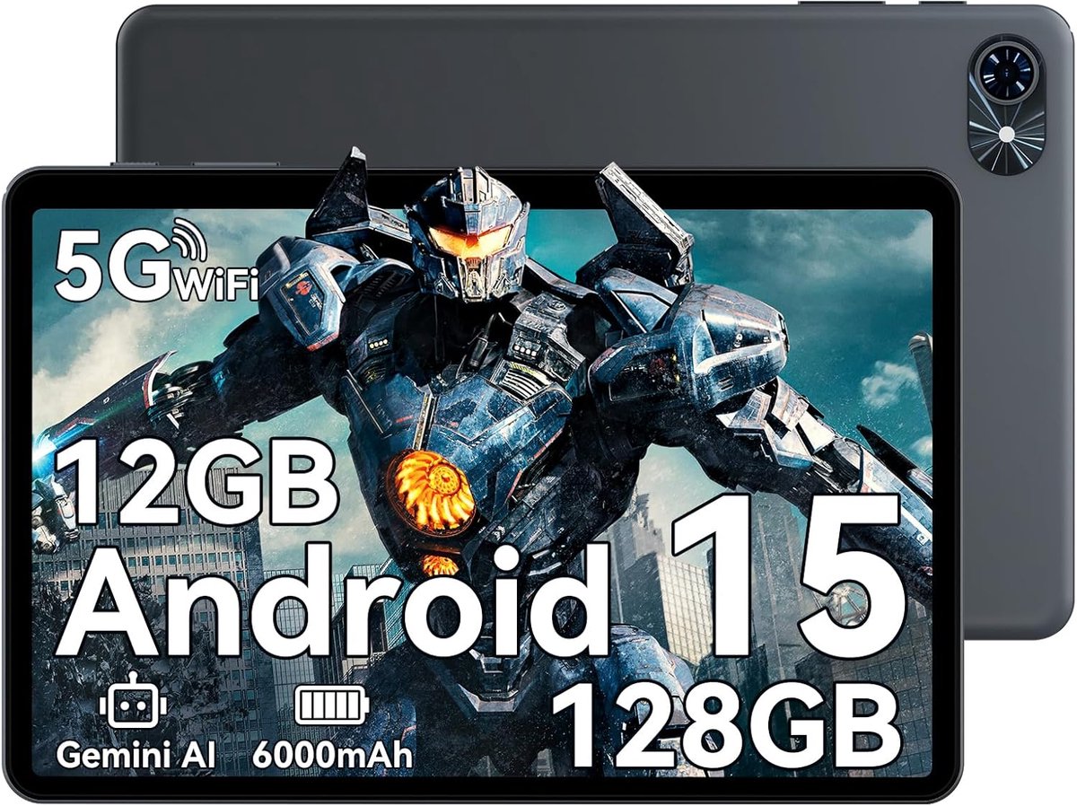 TABWEE Android 15 tablet, 128 GB ROM, 20 GB RAM, Octa-Core, WiFi 6, dubbele camera 8 MP + 5 MP - ShopVlot
