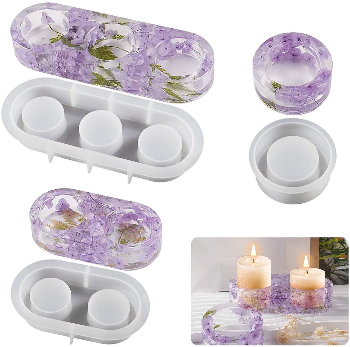 Solidchoice - Set van 3 Silikon Mold voor Teelicht Kandelaar DIY