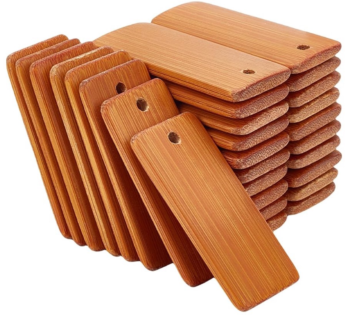 120 Stuks Houten Labels voor Ambachten, Rectangulaire Sleutelhanger Blanks voor Graveren, Natuurlijke Houten Tags voor Sleutelhangers en Wijnflessen, DIY Decoratie en 3D Houtsnijwerk