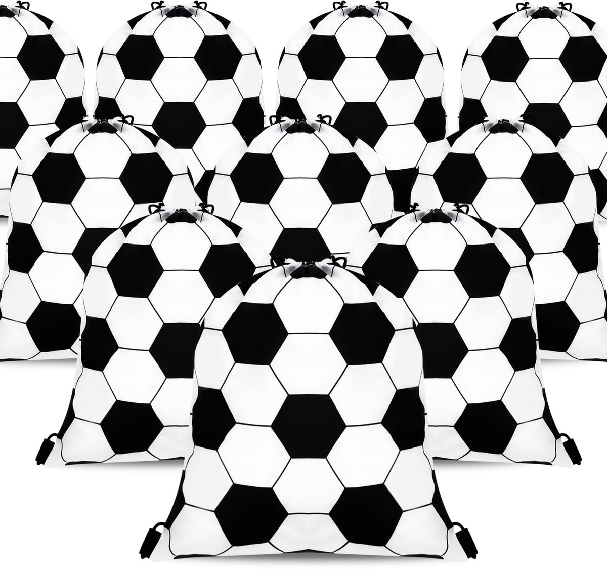 Solidchoice - 24 Stuks Voetbalfeestzakjes - Voetbalrugzak met Trekkoord voor Feestartikelen