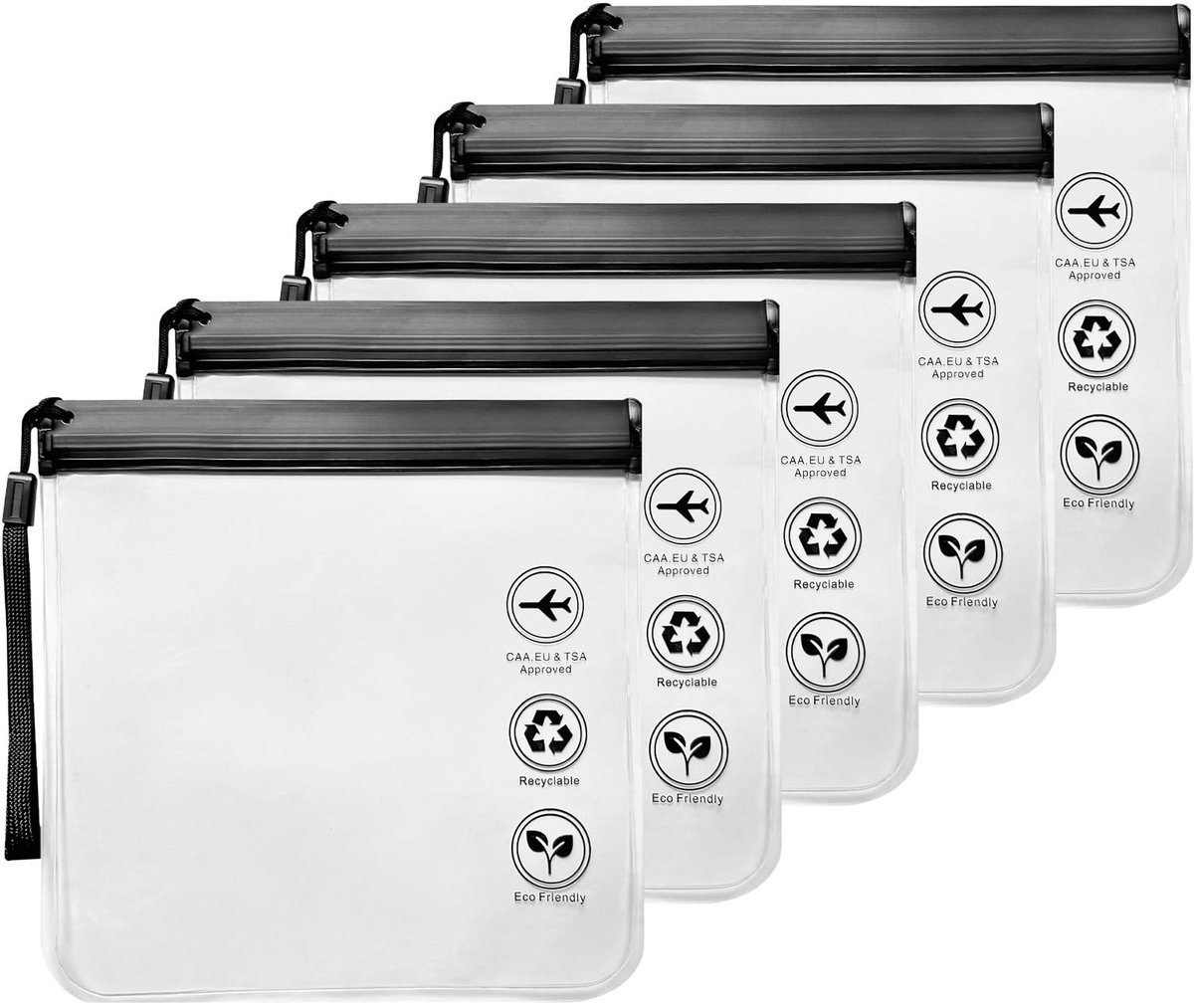 Solidchoice - Set van 5 Transparante Toilettassen voor Reizen en Thuisgebruik