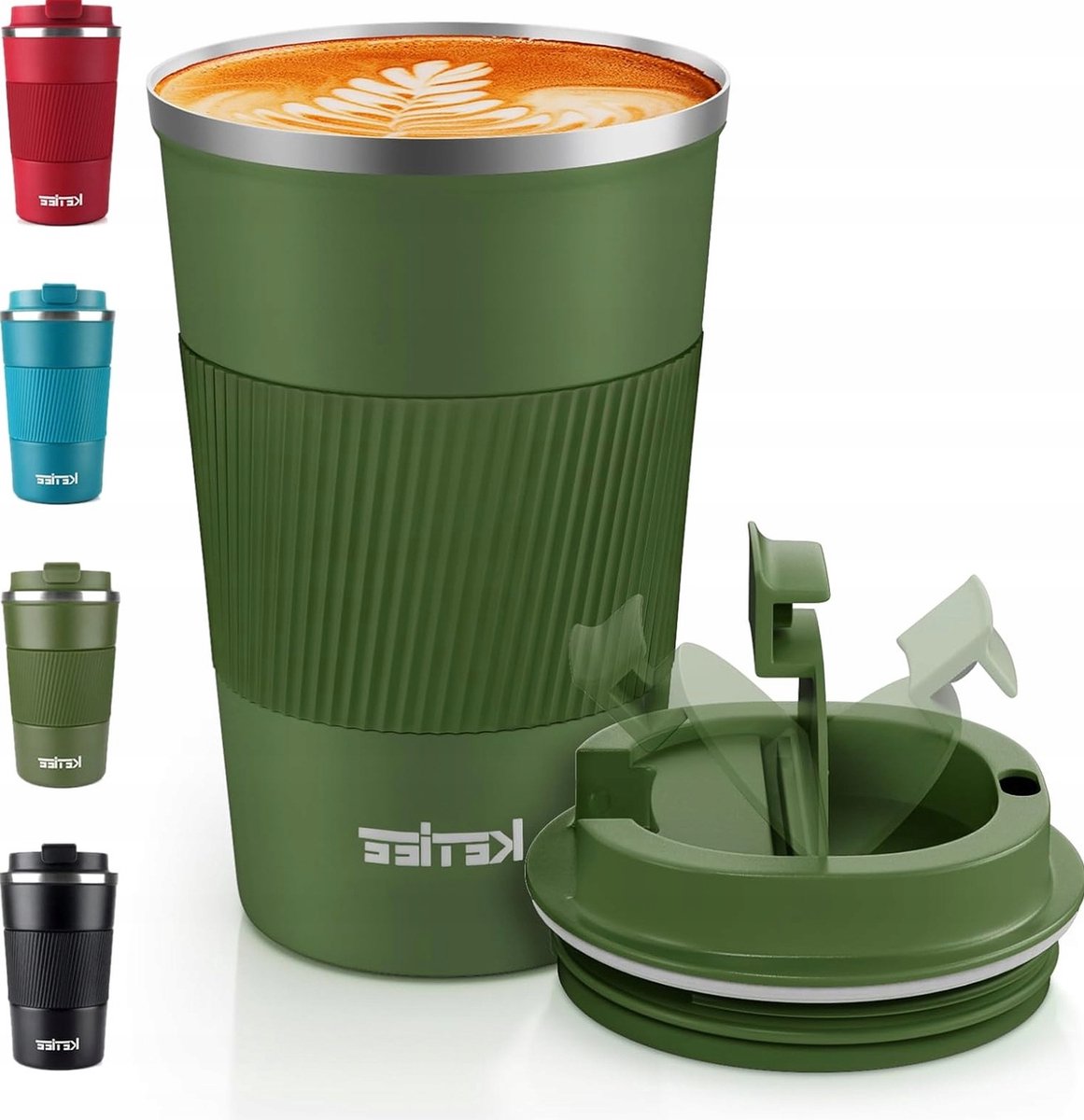 Thermosbeker 380ml RVS Lekvrij Dubbelwandig Groen