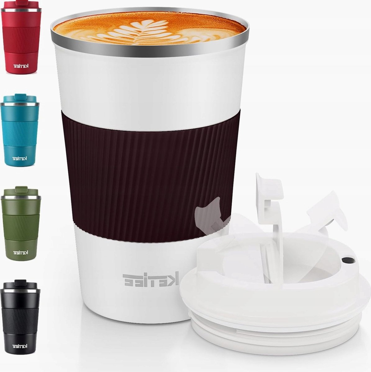 RVS Thermosbeker 380ml - Lekvrij, Wit, Herbruikbaar
