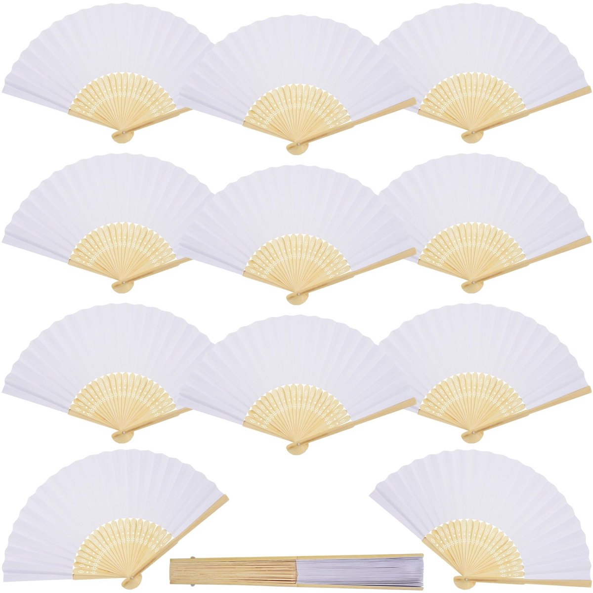 Solidchoice - Huwelijksventilator - Aanpasbare vouwventilator - Ideaal voor feest en decoratie - Witte kleur - Handige en stijlvolle ventilator - Perfe...