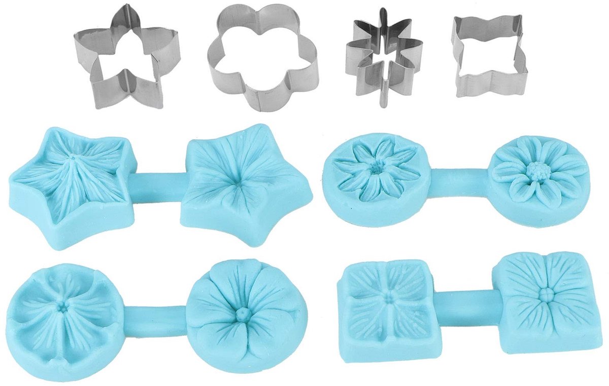 Solidchoice - Set van 4 Siliconen Bloemvormige Fondant Snijders