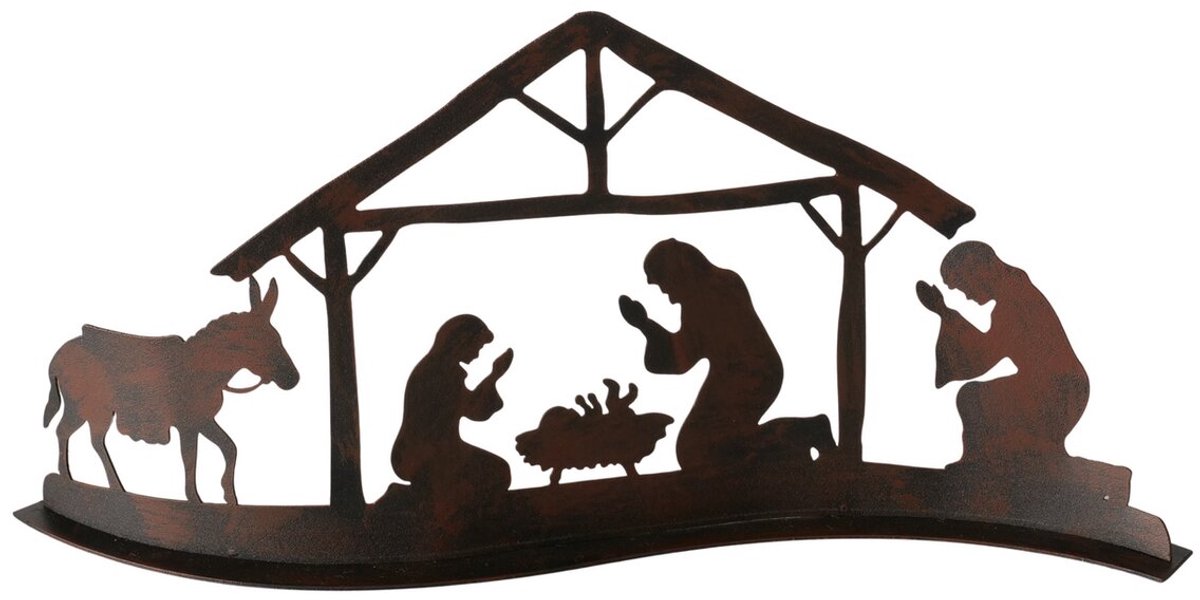 Boltze - Kerststal - Greppia - Moderne - Kerststal - Metaal – Bruin/Zwart - Handgemaakt - 29x6x13.5cm