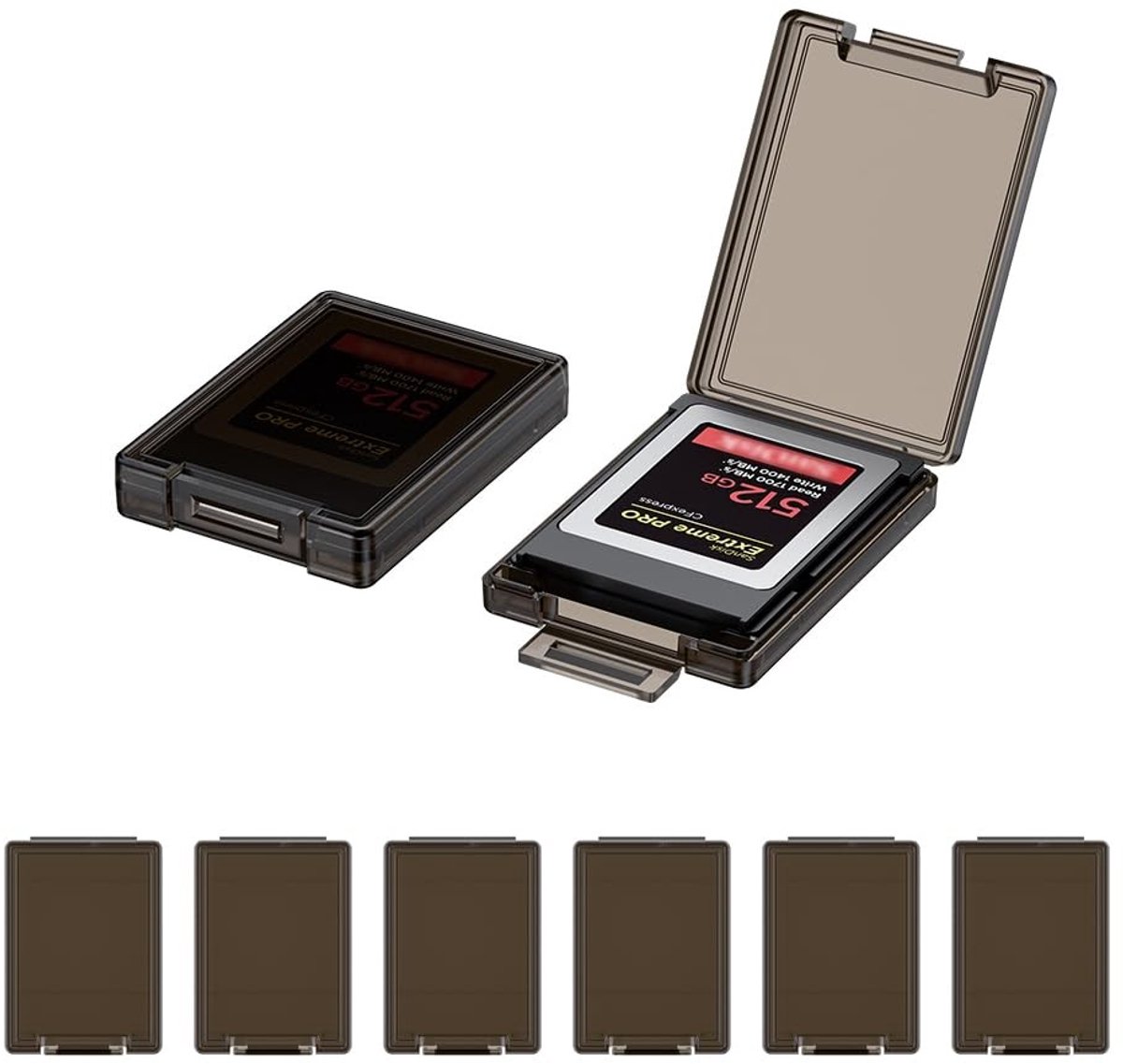 Solidchoice - Geheugenkaart Case voor CFexpress Type-B/XQD - 6-Packs Doorschijnend en Anti-Shock