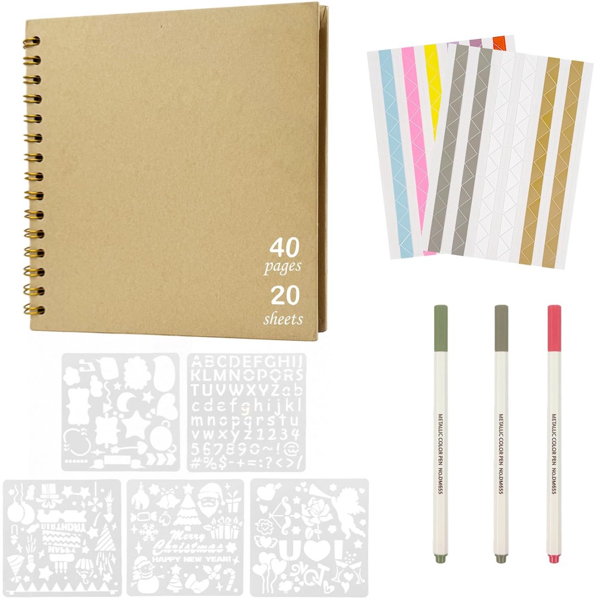 Solidchoice - DIY Fotoalbum 21.5 x 21.5 cm met 20 Pagina's en Scrapbooking Set