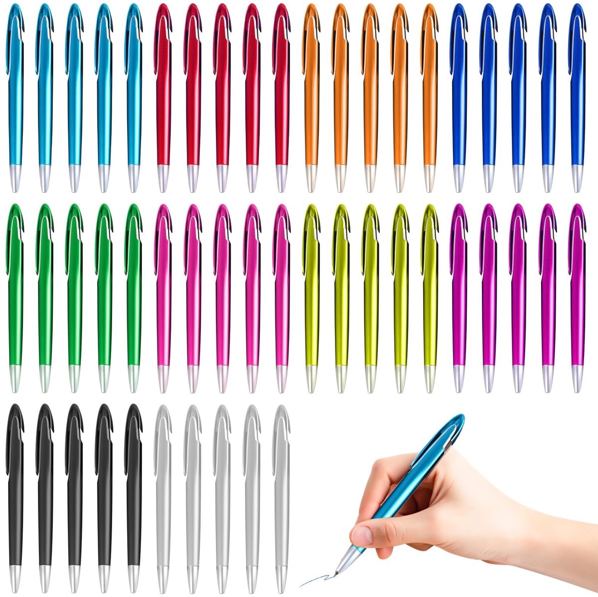 Solidchoice - 50 Stuks Ergonomische Kleurrijke Balpen voor Thuis en Kantoor