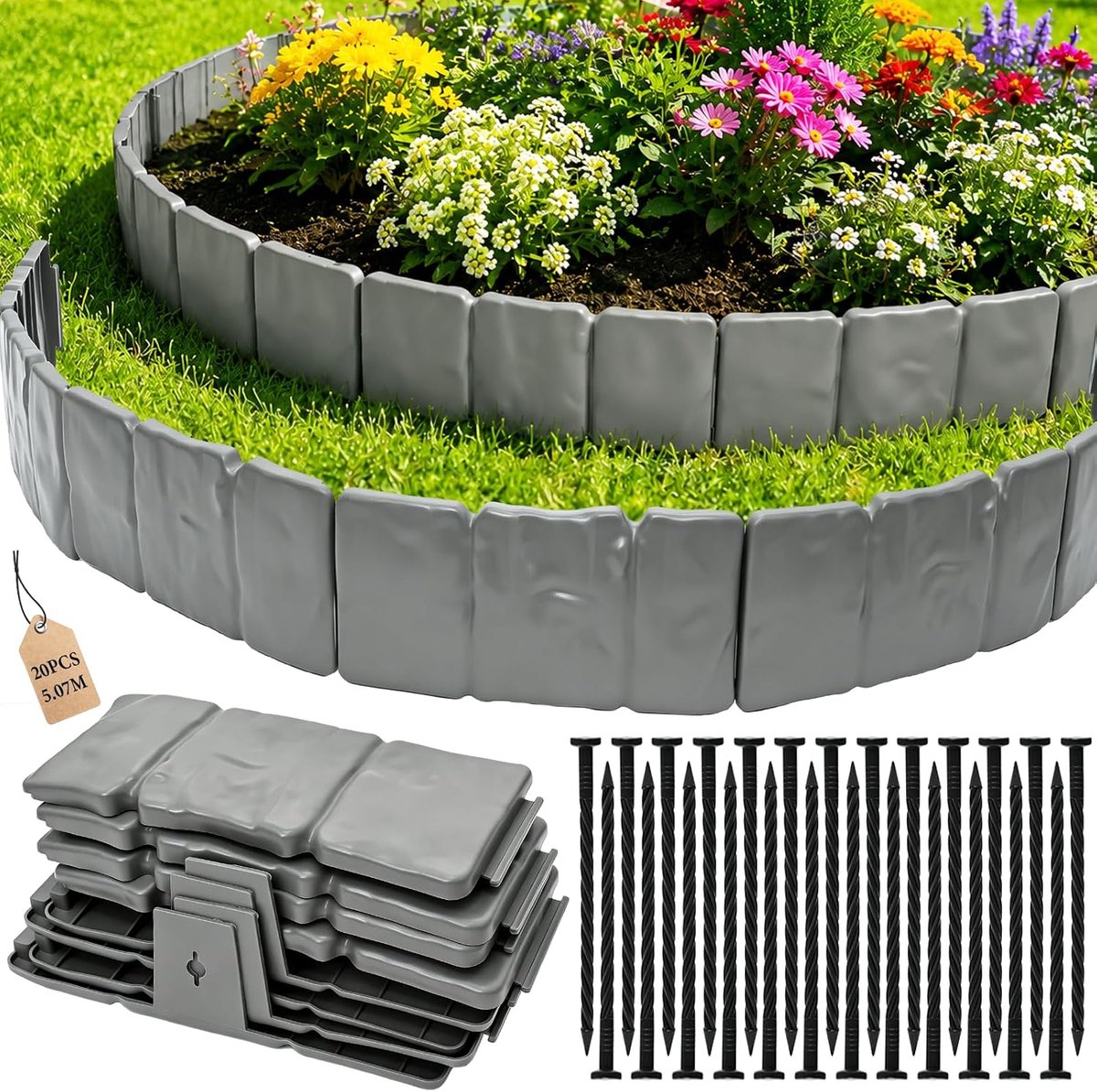 Tuinranden - 20 stuks gazonranden met steeneffect
