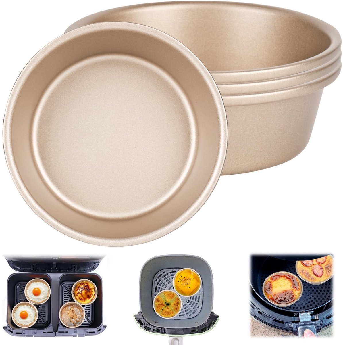 Solidchoice - Set van 4 Mini Bakvormen voor Eieren voor Airfryer