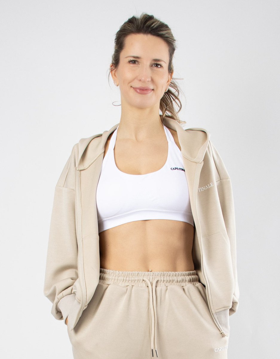 Serenity Cooldry Jacket | CAPO FINALE - Jacket | L | Kleur Beige | Sportkleding | Activewear | Gymkleding | Fitnesskleding | Sportoutfit | Fitness | Hardlopen | Crossfit | Yoga | Pilates | Krachttraining