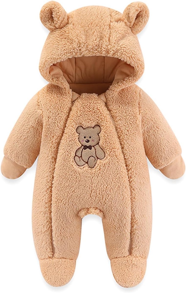 Baby overalls 0-12 maanden - fleece warm - met capuchon - ideaal voor koude dagen - SnelShoppen