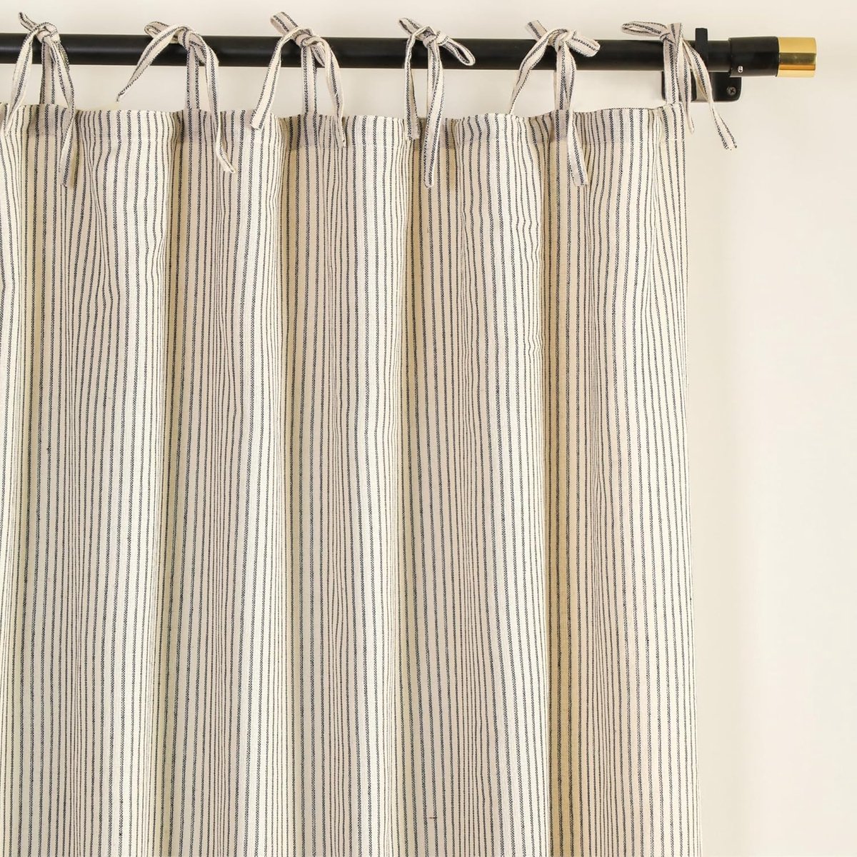 Gordijnen mesh gestreept 228x106cm - boho linnen met tie top - lichtdoorlatend - stijlvolle raamdecoratie - SnelShoppen