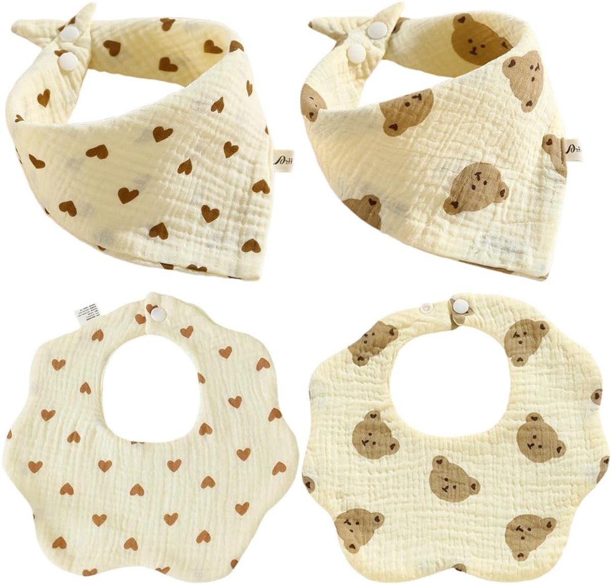Baby slabbetjes set van 4 - multifunctionele chiffon slab - super absorberend - houdt kleding droog - SnelShoppen