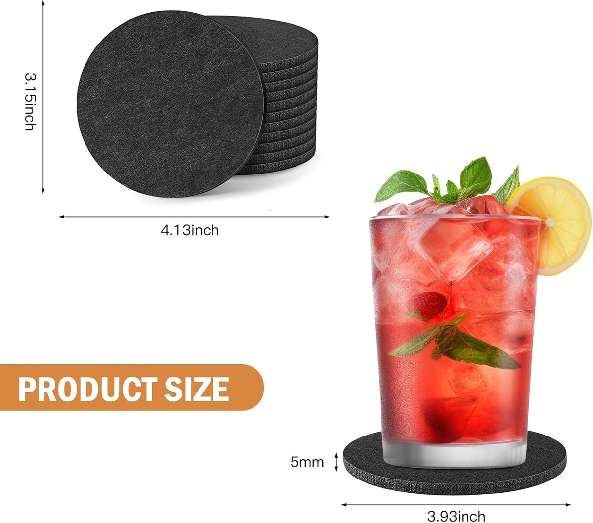 Onderzetters 12 Stuks - Vilt - Antislip en Absorberend - Perfect voor Glazen en Mokken - ShopVlot
