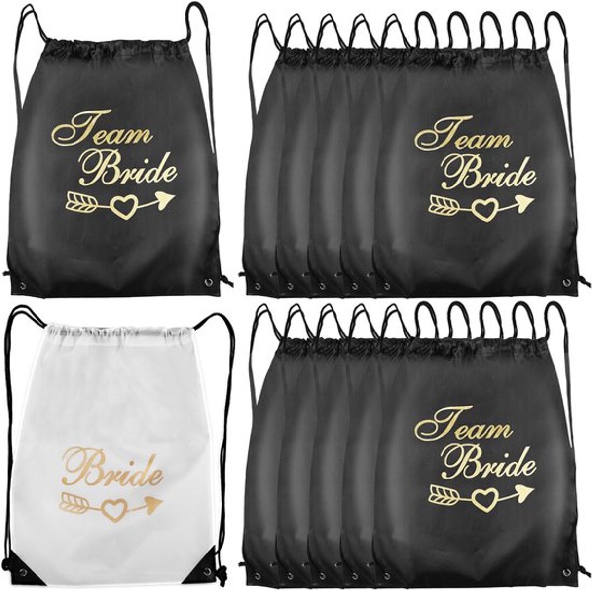Team Bride sporttas, bruidstas, rugzak, canvas, stoffen tas, bruidstas met trekkoord, bruidsaccessoires, cadeau voor vrijgezellenfeest, bruidsfeest, blauw, 42 x 34 cm, blauw