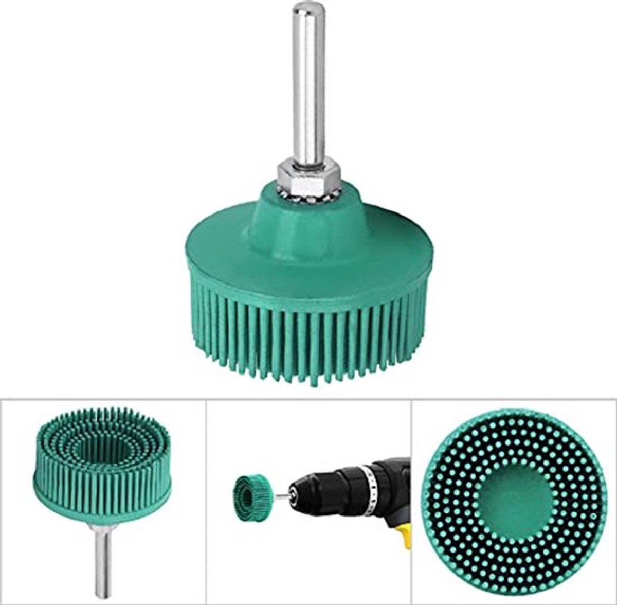 2 Inch Borstelharen, Schurende Borstel Polijsten 2 Inch Elektrische Boor Disc Emery Rubber Borstel Ontbramen Polijsten Slijpschijf voor Het Verwijderen van BraamroestGroen (Groente)