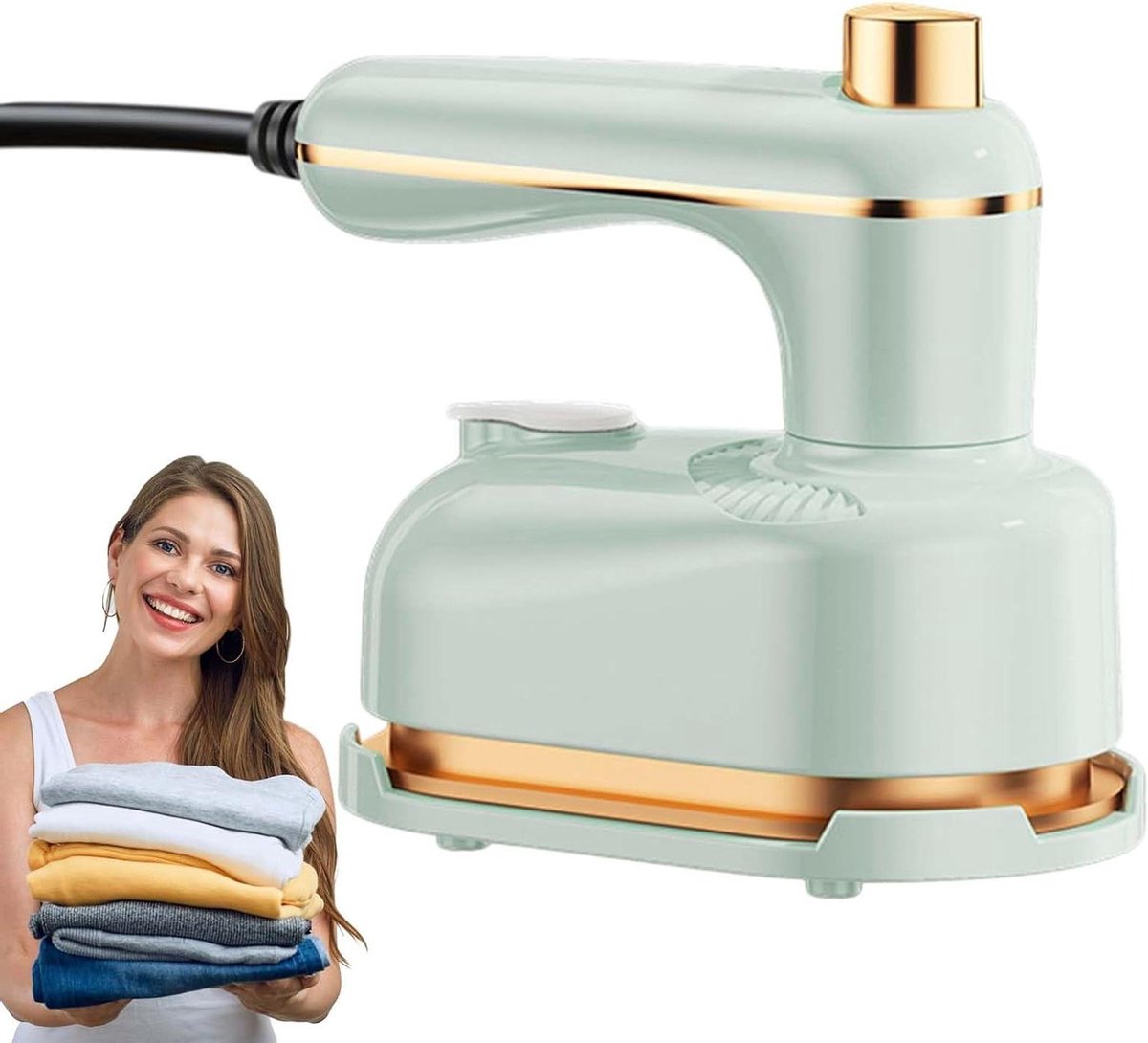Draagbaar Strijkijzer - Stoomstrijkijzer Kleding - Efficiënt Strijken - Automatische Stoomregeling - 331 g - Beige