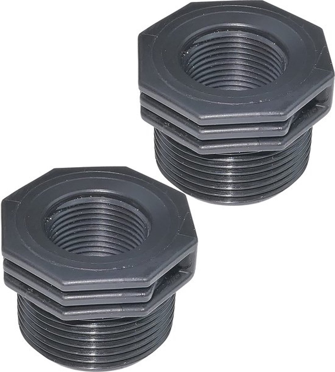 C51852 - Set van 2 Reducers Plastic Man/Vrouw - 1 1/4 inch x 3/4 inch met Binnenstop