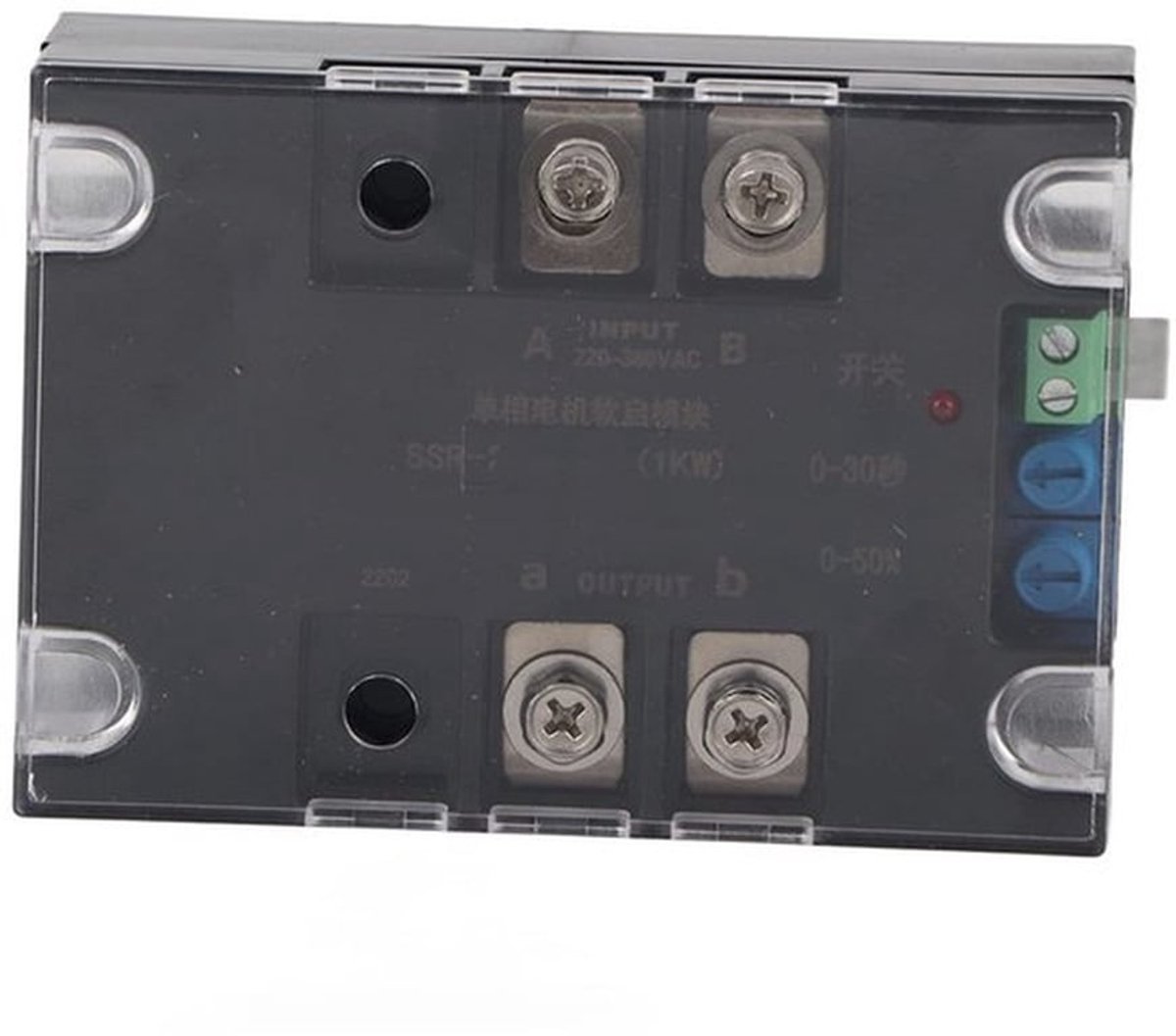 SSR-20WA-R1 Softstarter voor een-/driefasige elektromotoren - Aluminium basismodule met koellichaam - Softstartmodule voor motoren voor verbeterde prestaties en efficiëntie (optisch)
