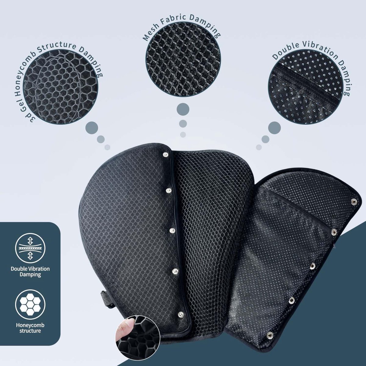 Motorcycle seat cushion gel double layer structure, double shock absorption, breathability universal seat cover - ShopVlot