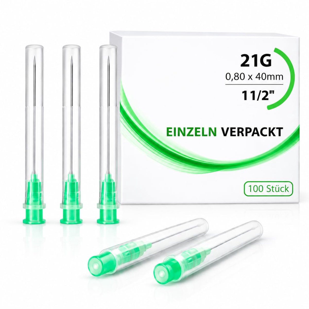100 stuks roestvrijstalen doseerbuisjes 21G × 1 1/2 inch (0,8 × 40 mm), afzonderlijk verpakt, gecontroleerd - ShopVlot