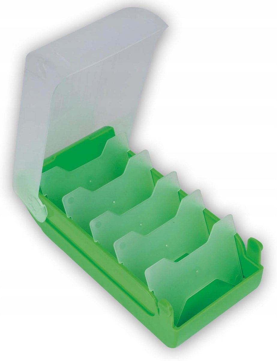 Groene A8 Flashcard Organizer met 5 Vakken en Deksel