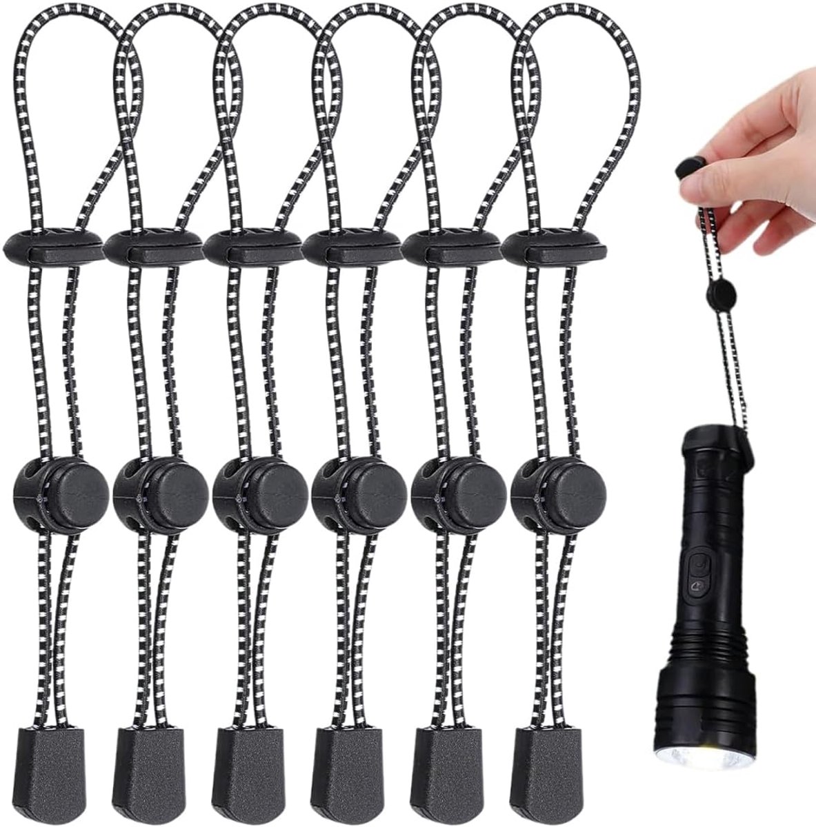 Elastische trekriemen haken - verstelbaar - 6 stuks - ideaal voor rugzakken en trekking - SnelShoppen