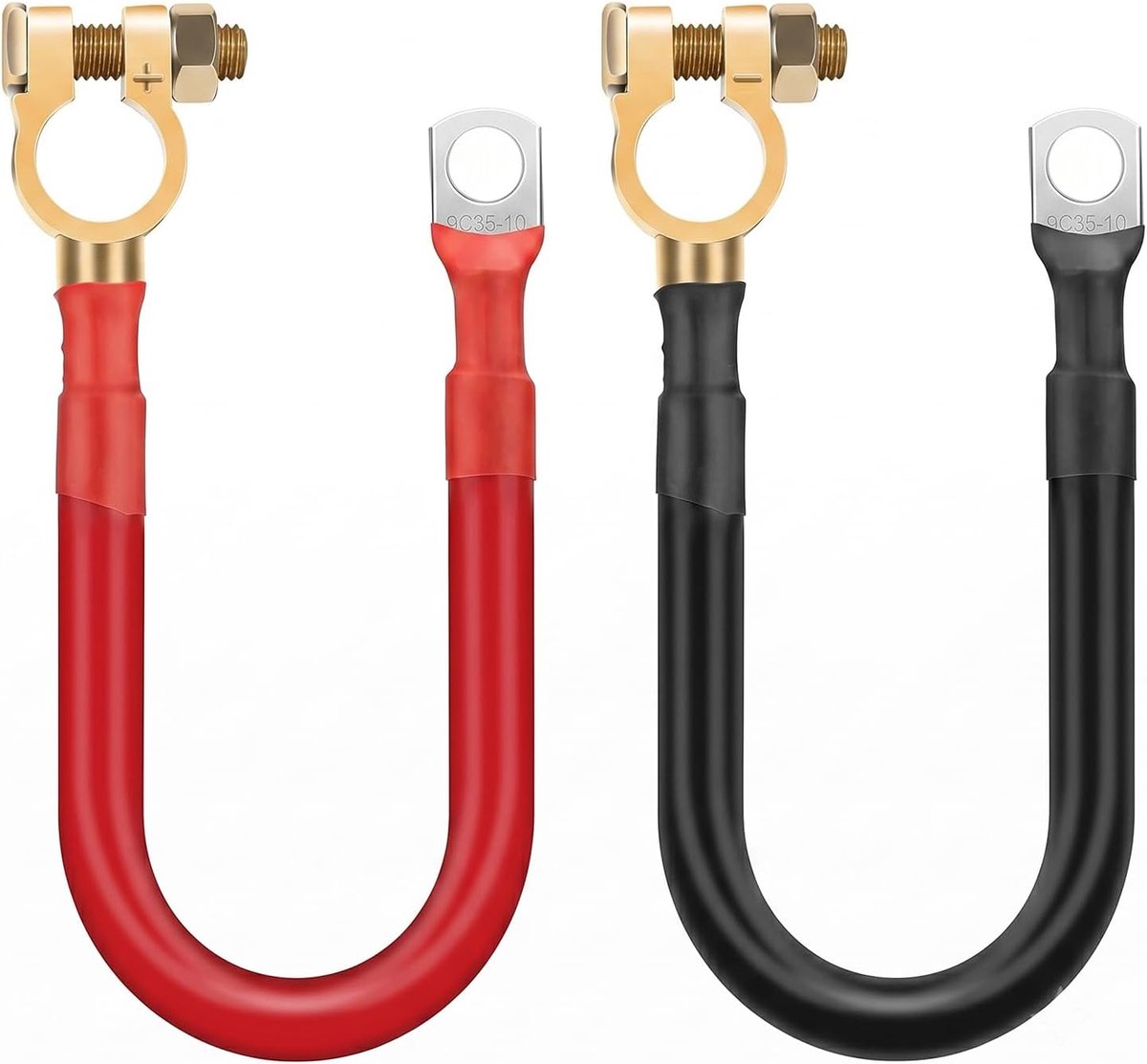 Accukabel 25mm² - 30cm batterij omvormer kabel - Koper met batterijklemmen - Ideaal voor auto en zonnepanelen - SnelShoppen