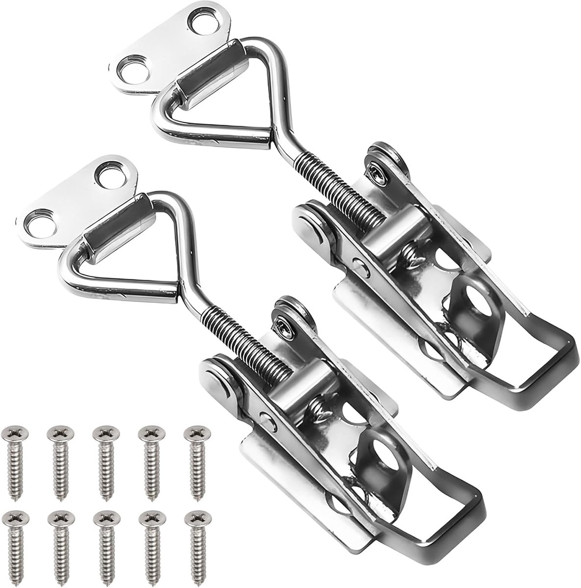 Tension Clasp Stainless Steel Set 2 Pieces M4 - Adjustable Safety Lock with Keyhole, Knee Lever Tensioner for Cabinet - ShopVlot
