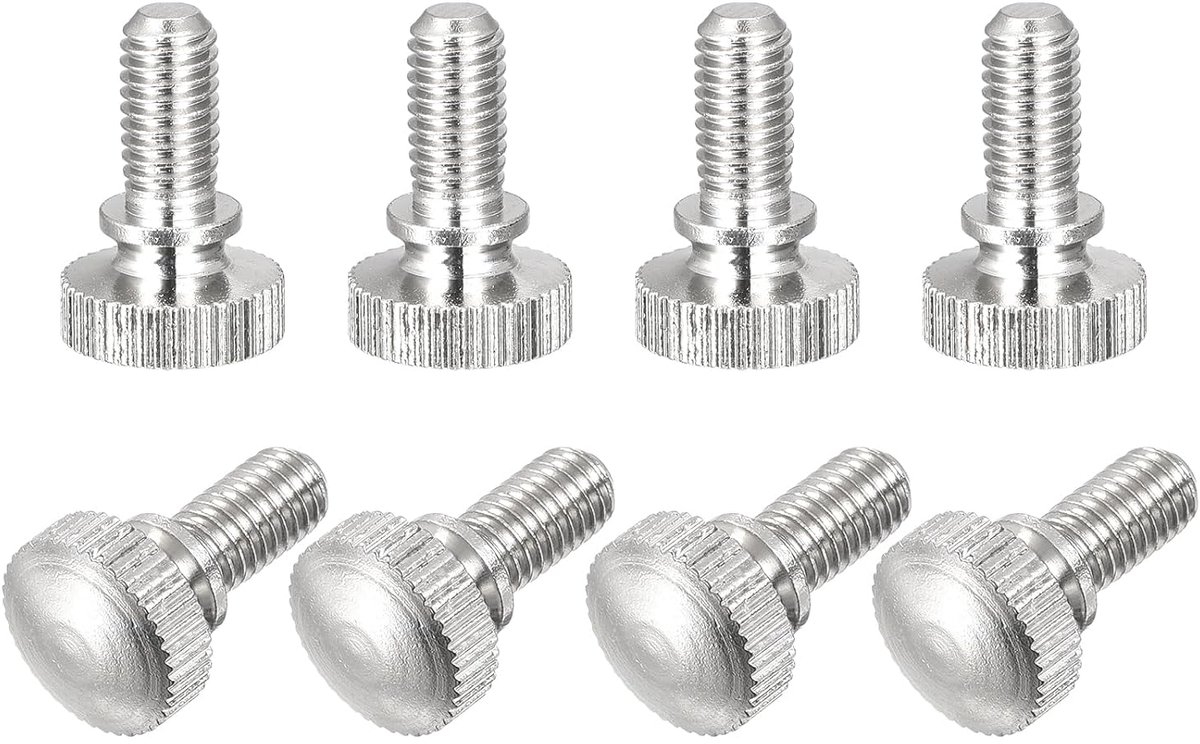 Sleufschroeven, messing schouderschroeven M5 x 10 mm, 8 stuks met greepknoppen, vernikkeld