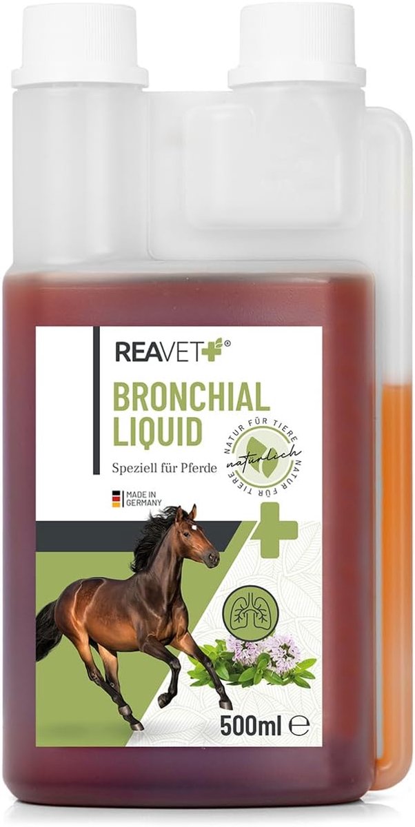 Bronchial vloeistof 500 ml - natuurlijke ondersteuning - zonder toevoegingen - voor hoest bij paarden - SnelShoppen