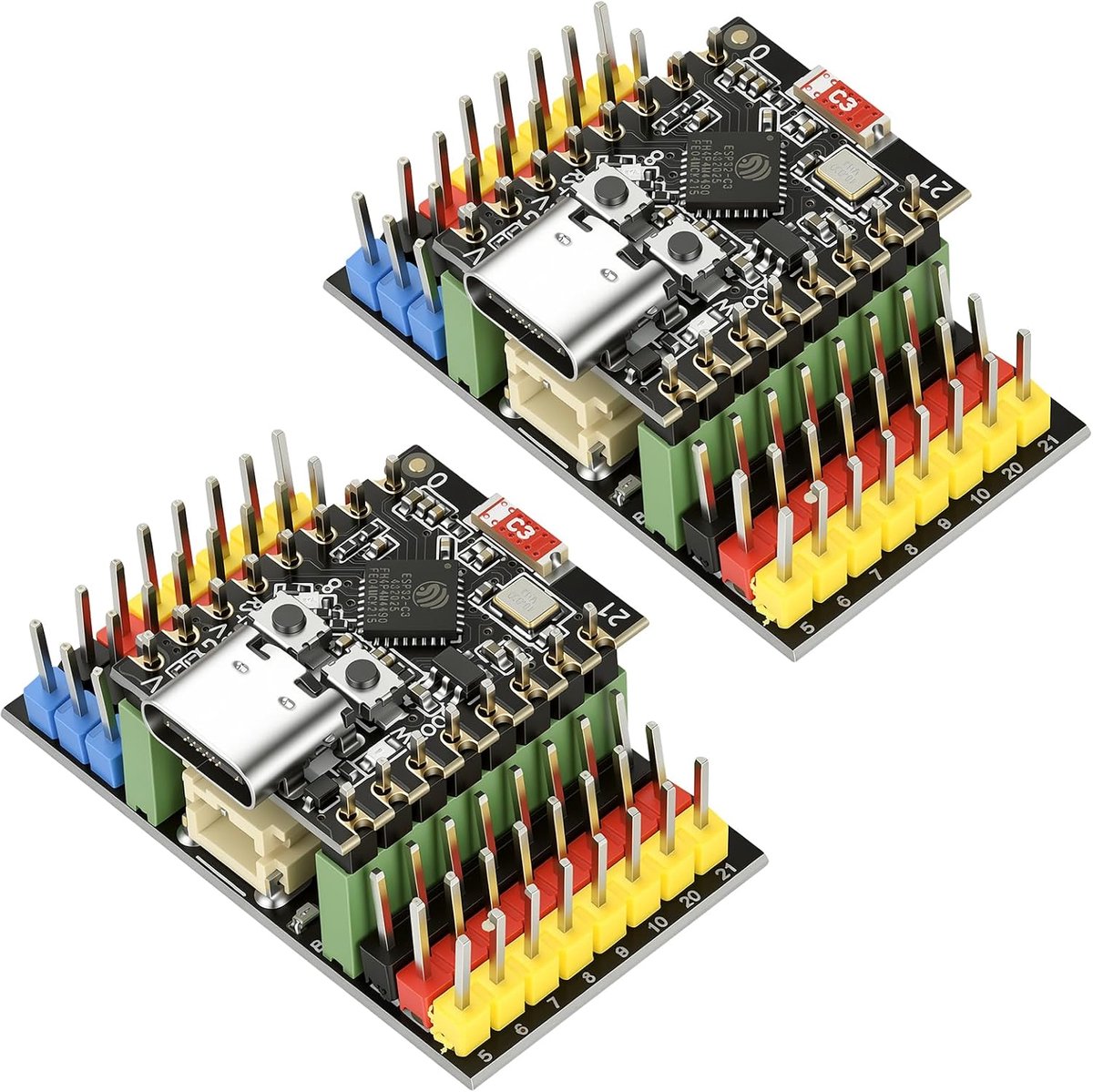 2 sets voor ESP32 C3 Super Mini ontwikkelingsbord met uitbreidingskaart voor ESP32-C3 Mini, WiFi & Bluetooth 5.0 ESP32 C3 Mini Module, RISC-V 32-bits CPU, 160 MHz, 400 KB SRAM