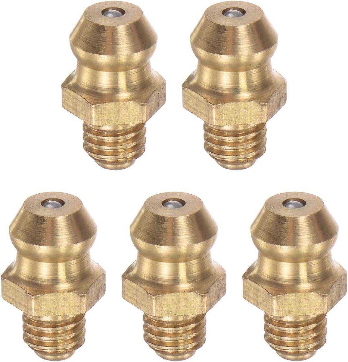 Sourcing map 5 stuks messing rechte smeernippel M5x0.8mm hydraulische vetnippel accessoires
