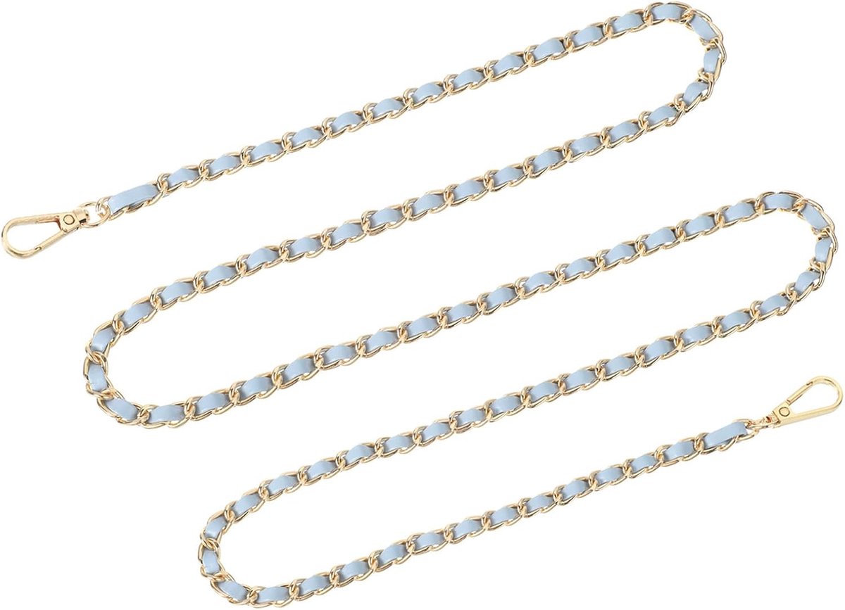 Tassenkoord Portemonneeketting, 140 cm Tasriem Handtassenketting Portemonneeband voor schoudertassen Crossbody tassen Vervangende riem (Hemelsblauwe riem + gouden ketting)