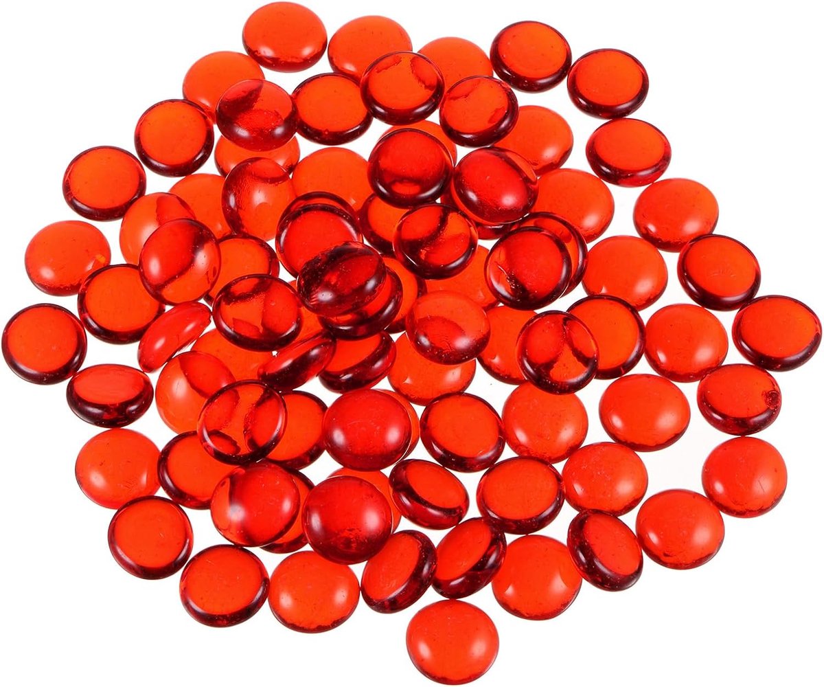 67 stuks glazen kralen, platte marmeren kralen, glazen stenen, kralen vullen vazen aquarium, decoratie tuin, vetplanten, 17-19 mm, 300 g, rood