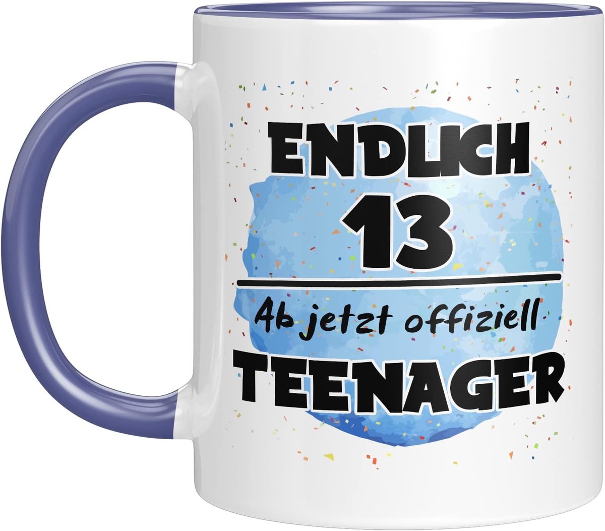 - Eindelijk 13. Vanaf nu officieel tiener - Koffiekop - Verjaardag - Jongen - Dertien - Cadeauidee - Cadeau - Verjaardagscadeau (Blauw), TT002