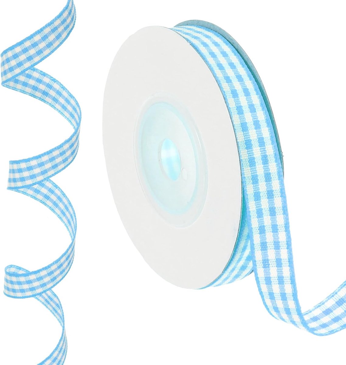 10 meter x 0,4 inch geruit lint, blauw en wit ginghamlint geschenkverpakkingslint voor Thanksgiving Strik Krans Craft Verjaardag Bruiloft