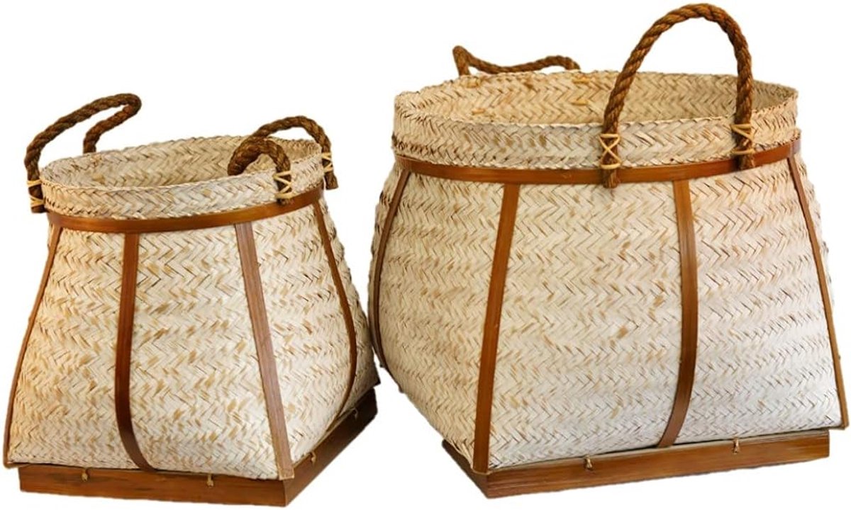 Originals - Mandenset Bali Bamboe Wit - Set van 2 - Handgemaakt & Duurzaam - Diameters 45 en 30cm