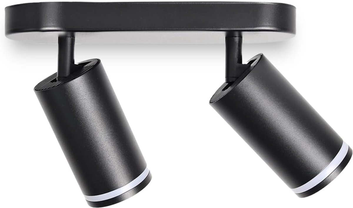 Plafondspot 2-lichts Zwenkbaar Afneembare Lampkoppen GU10 Fitting Aluminium | Plafondspot | Plafondlamp | Zonder Gloeilampen (2-lichts Zwart)
