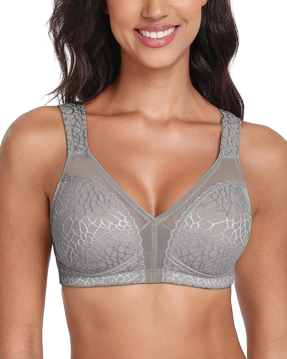 Dames grote maten comfort volledige schaal ongevoerd zonder beugel sterke grip minimizer bh, grijs, 110D