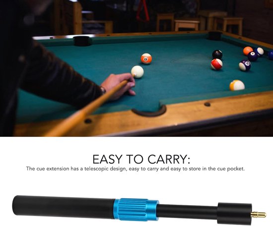 9 Inch Biljart Verlengkeu - Aluminium Telescopische Snooker Poolkeu Extender Voor Biljartaccessoires — afbeelding 3