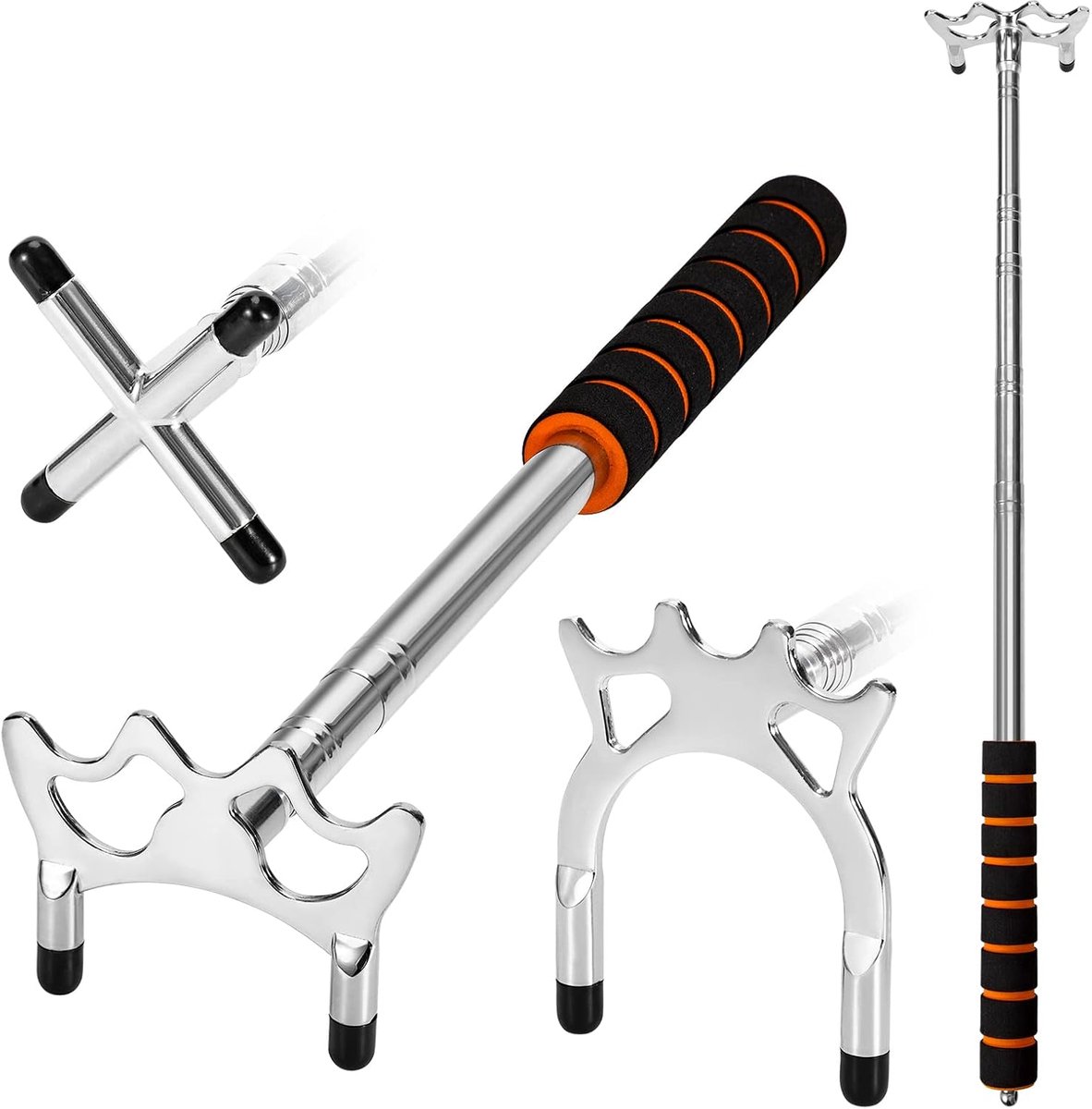 Uitschuifbare Biljartkeu met 3 stuks Afneembare Messing Brug Hoofd Brug Houder Biljart Accessoires voor Biljarttafel, Snooker, Spel, Wedstrijd (Zilver)