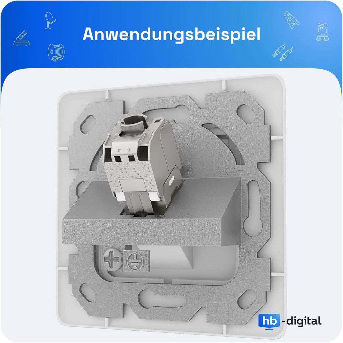 1-poort LAN-aansluitdoos, gegevensdoos, lege doos, netwerkdoos, inbouwdoos, installatiedoos voor Keystone-module, metalen behuizing, signaalwit